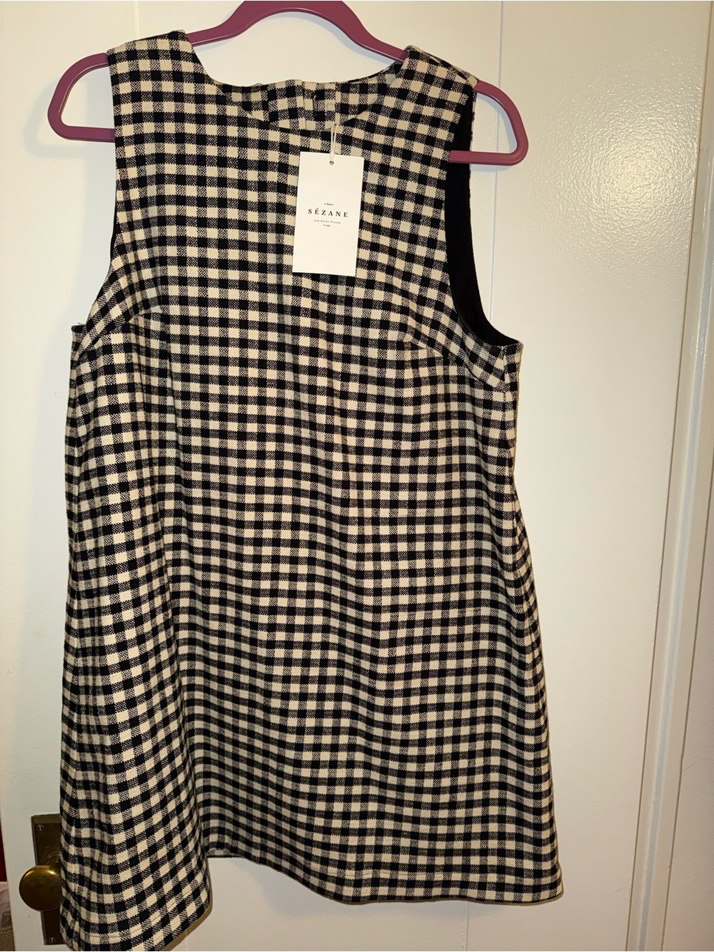 Sezane Black and Cream Gingham Dress with Tag - Picture 1 of 4